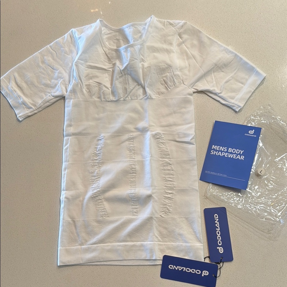 NWT Odoland Men’s Body Shapewear White Shirt Size Large